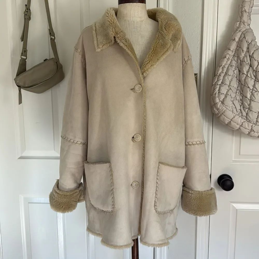 St. John’s bay faux Sherpa lined y2k penny lane coat